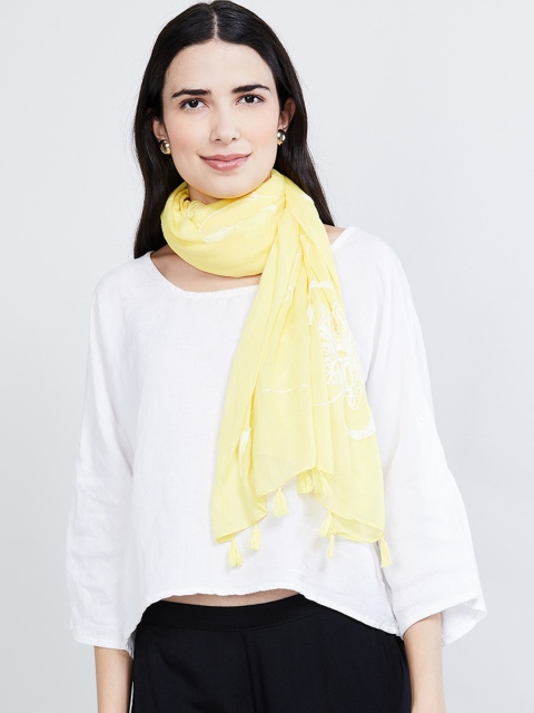 

max Women Yellow Embroidered Scarf