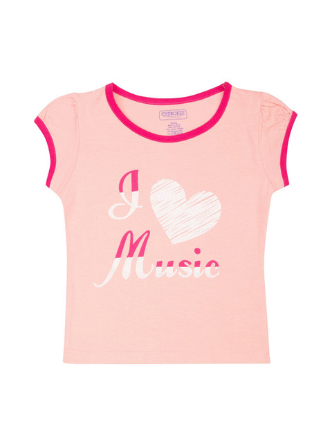 

Cherokee Girls Pink Printed Round Neck T-shirt