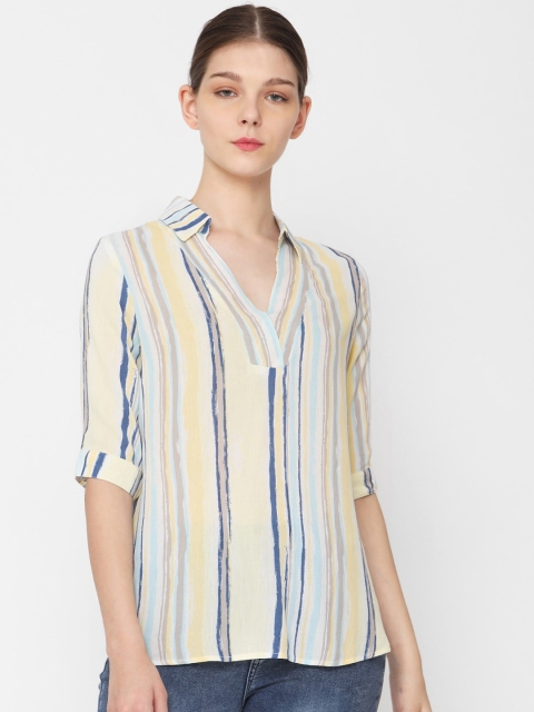 

Deal Jeans Women Yellow Striped Shirt Style Top