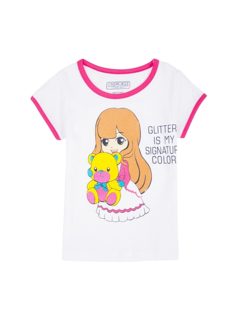 

Cherokee Girls White Printed Round Neck T-shirt