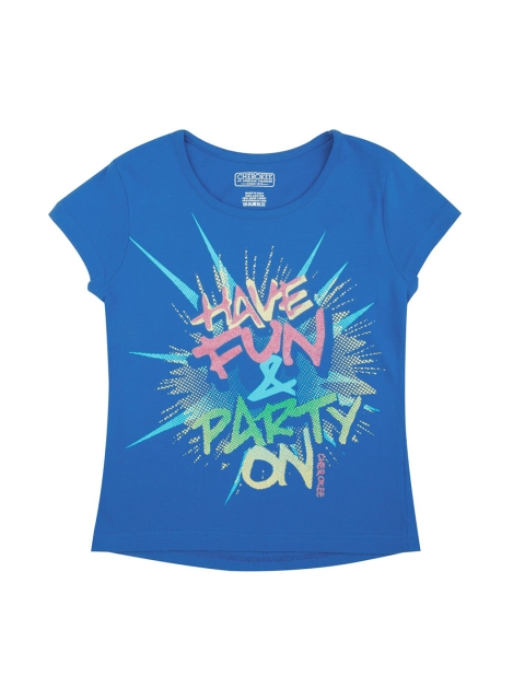 

Cherokee Girls Blue Printed Round Neck T-shirt