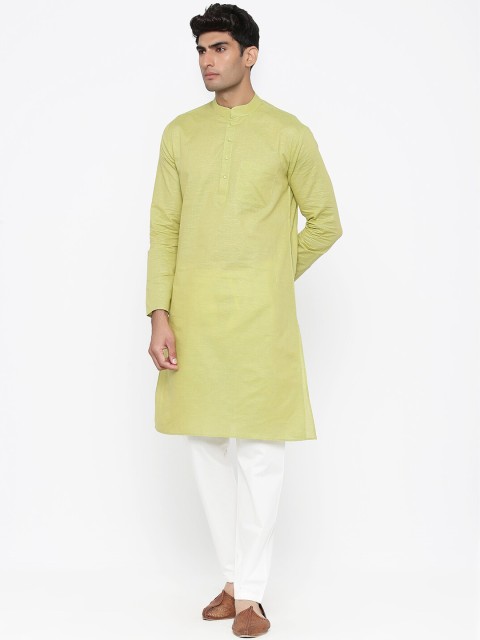 

Tistabene Men Green Self Design Kurta with Pyjamas