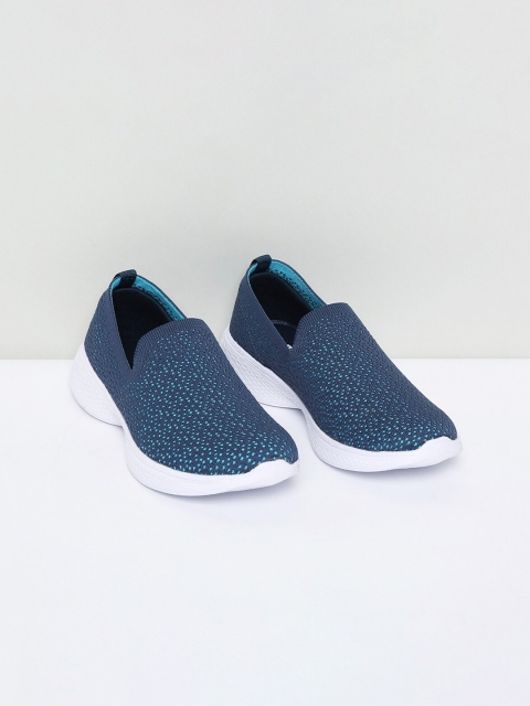 

max Women Navy Blue Textured Slip-On Sneakers