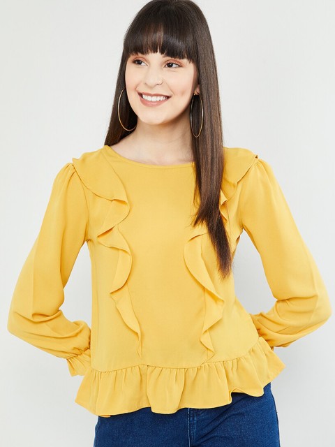 

max Women Mustard Solid Top