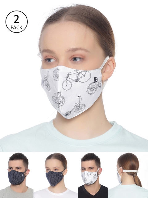 

Bene Kleed Adults Pack of 2 Printed HeptaShield 3-Ply Reusable Cloth Masks, White