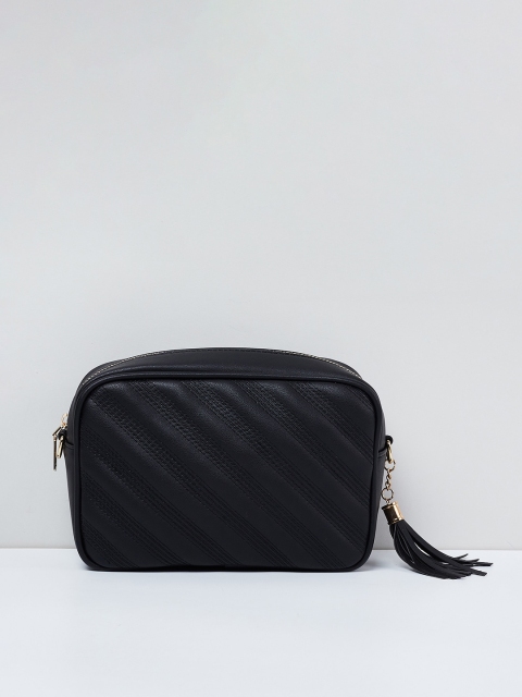 

max Black Textured Sling Bag