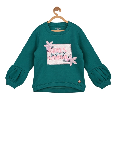 

Stupid Cupid Girls Green Embellished Sweatshirt