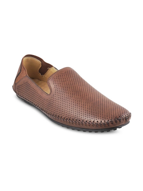 

WALKWAY Men Brown Textured Loafers