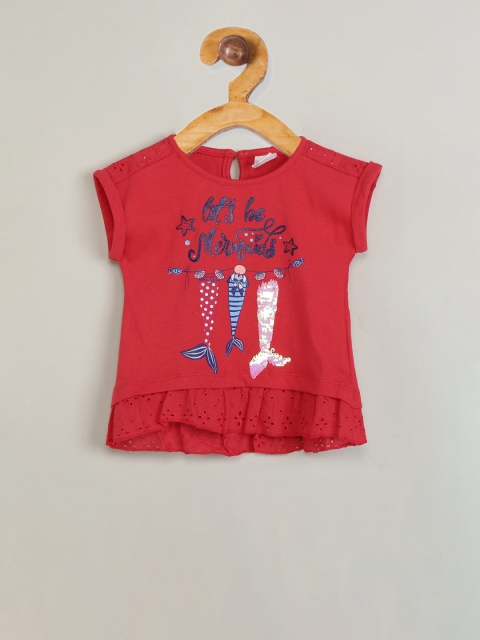 

max Girls Red Embroidered Top