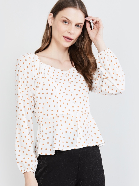 

max Women White Printed Shirt Style Top