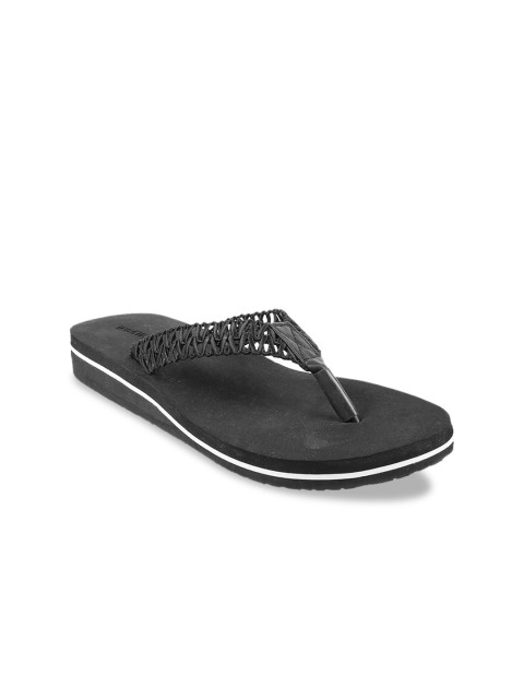 

WALKWAY Women Black Self Design Thong Flip-Flops