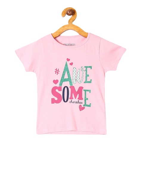 

Cherokee Girls Pink Printed Round Neck T-shirt