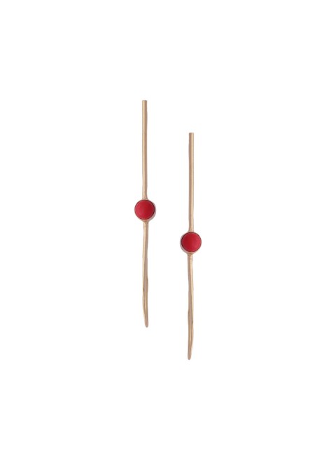 

Tistabene Red Gold-Plated Contemporary Drop Earrings