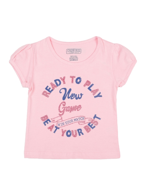 

Cherokee Girls Pink Printed Round Neck T-shirt