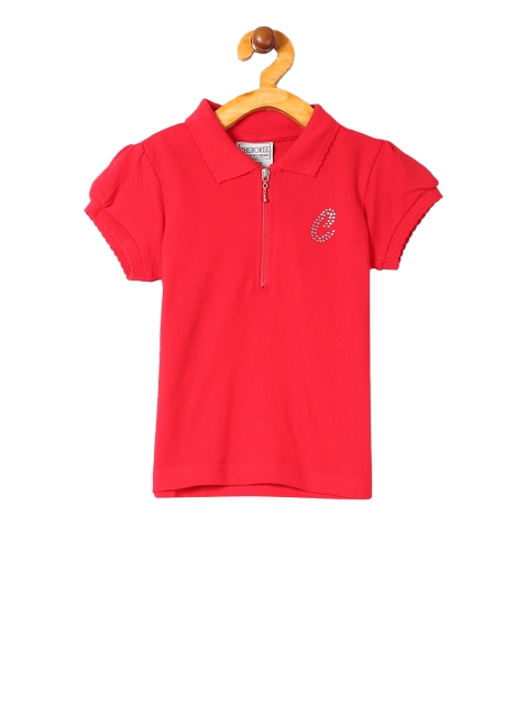 

Cherokee Girls Red Solid Polo Collar T-shirt