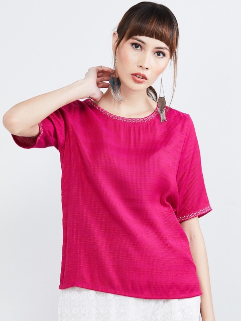 

max Women Pink Self Design Top