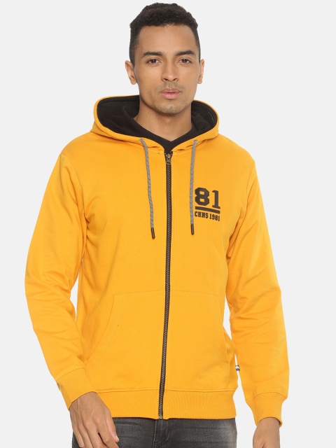 

Chennis Men Mustard Solid Hooded Sweatshirt