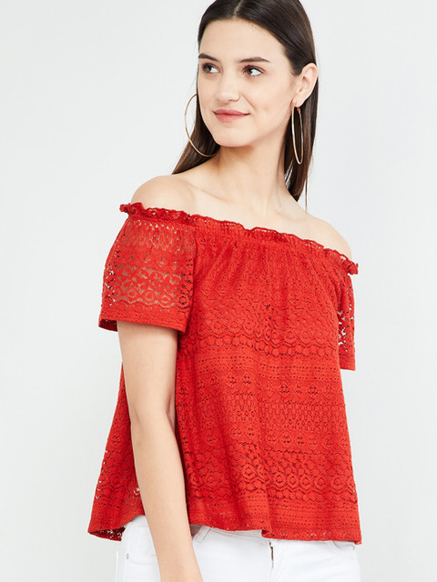 

max Women Red Solid Top