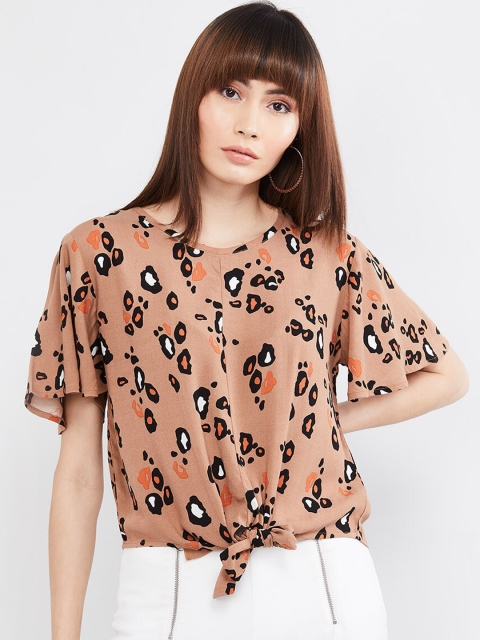 

max Women Beige Printed Blouson Top