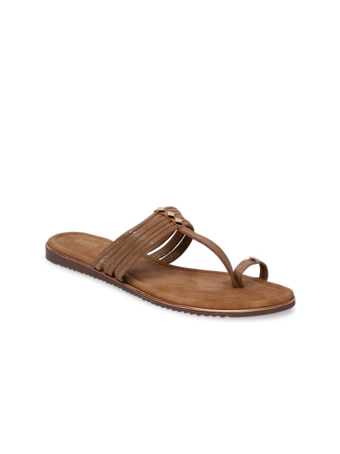 

Inc 5 Women Brown Solid T-Strap Flats