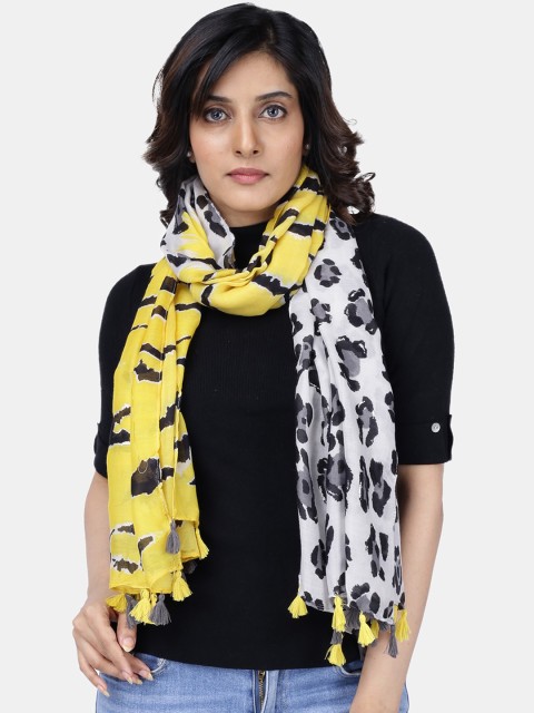 

Scarves & Glitters Women Yellow & White Printed Scarf