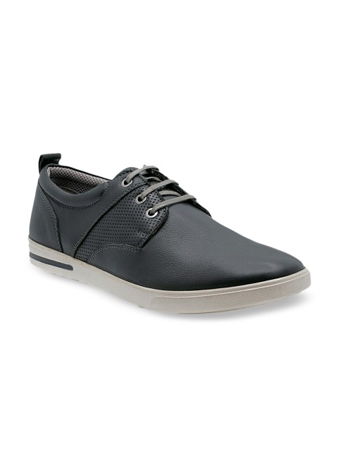

KETHINI Men Black Solid Leather Sneakers