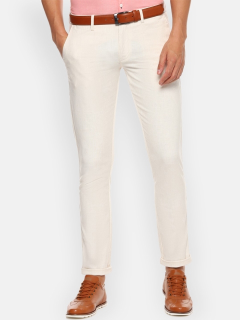 

Louis Philippe Sport Men Cream-Coloured Slim Fit Solid Chinos