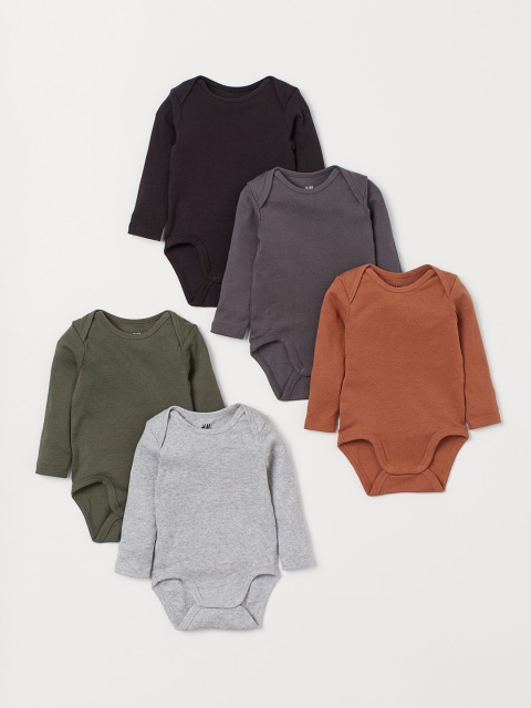 

H&M Kids 5 Pack Bodysuits 0533261032, Brown