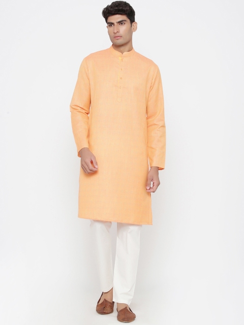 

Tistabene Men Orange & White Embroidered Kurta with Pyjamas