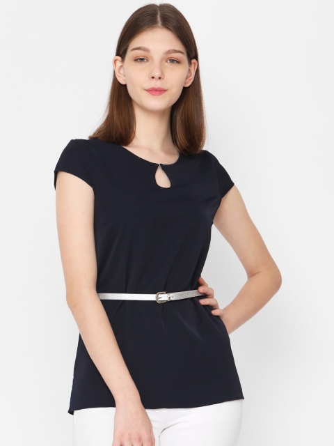 

Deal Jeans Women Navy Blue Solid Cinched Waist Top