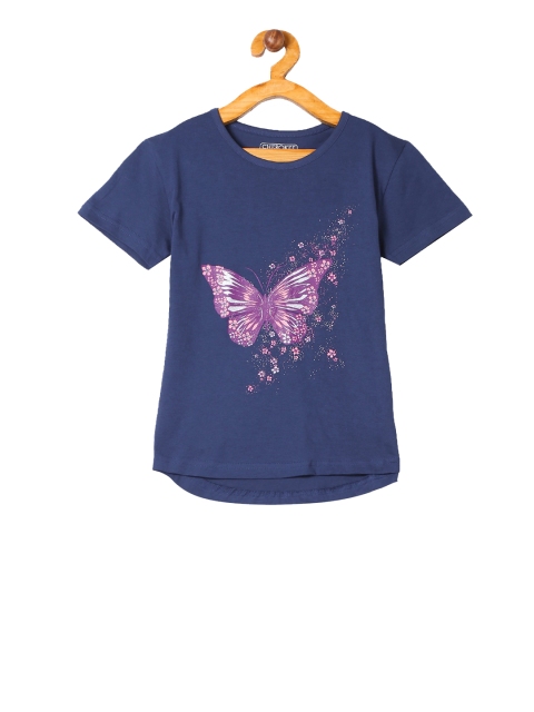 Cherokee Girls Blue Printed Round Neck T-shirt