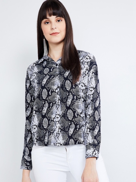 

max Women White & Black Regular Fit Snake Print Casual Shirt