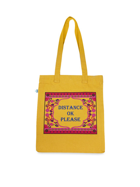 

Voylla Mustard & Pink Printed Tote Bag