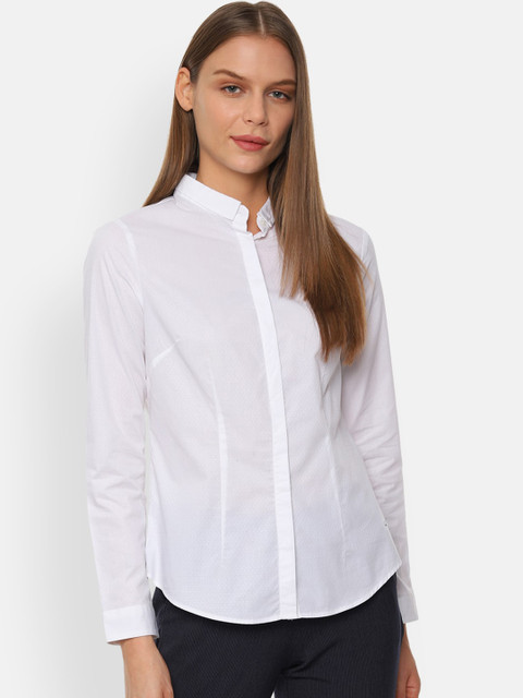 

Van Heusen Woman Women White Regular Fit Self Design Semiformal Shirt
