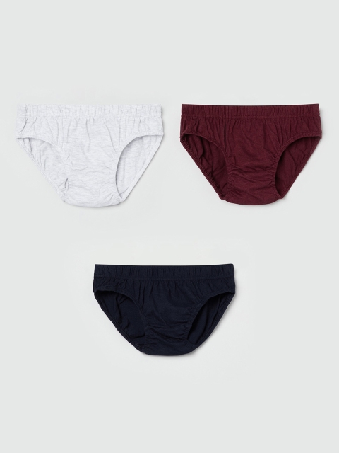 

max Boys Pack Of 3 Solid Basic Briefs NOS20SFIN03MULTI, Burgundy