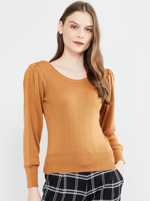 

max Women Tan Brown Solid Top
