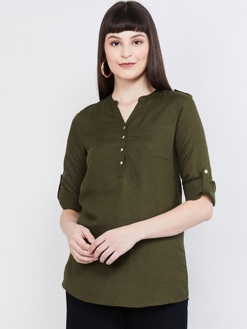 

max Olive Green Solid Tunic