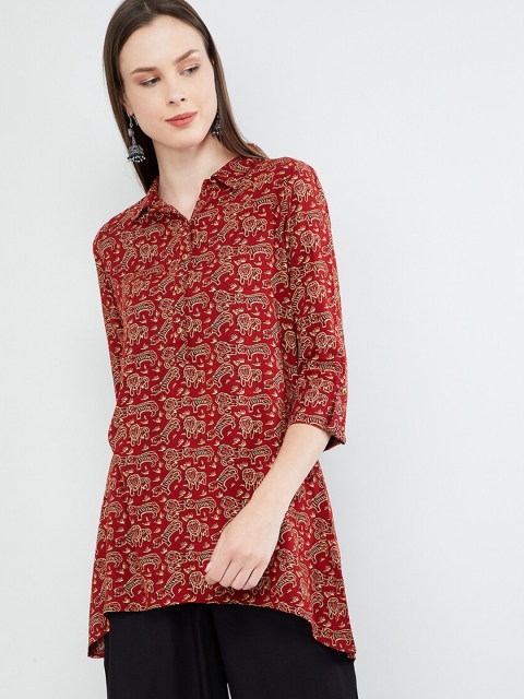 

MAX Maroon Printed A-Line Kurti