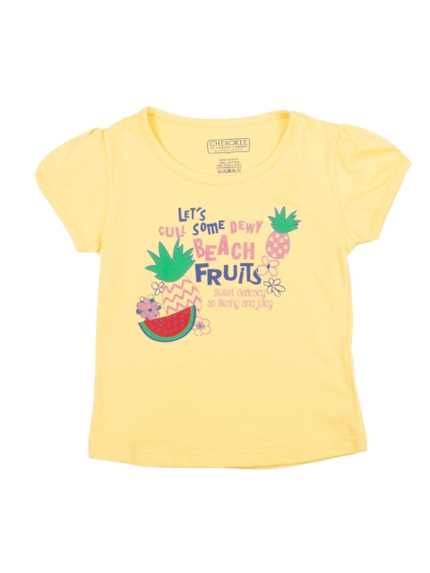 

Cherokee Girls Yellow Printed Round Neck T-shirt