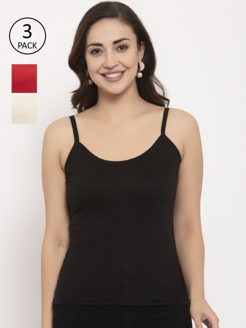 

GRACIT Women Pack Of 3 Solid Camisoles PW15-01-03-19, Black