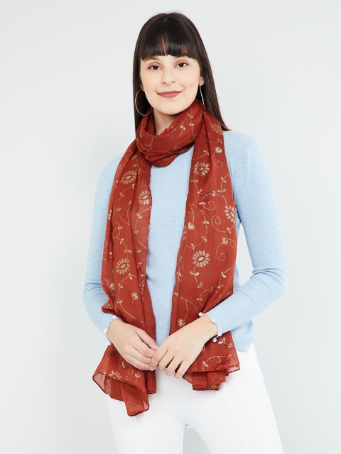 max Women Rust Printed Scarf