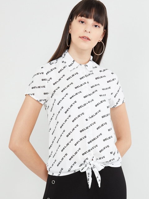 

max Women Off-White Regular Fit Printed Casual Shirt