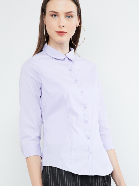 

max Women Blue Regular Fit Solid Formal Shirt