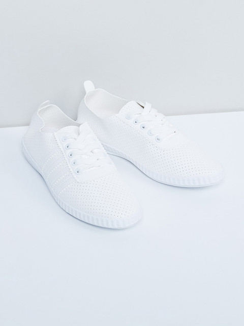 

max Women White Perforated Sneakers