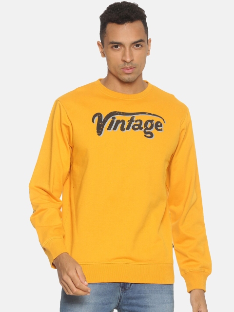 

Chennis Men Mustard Yellow Printed Sweatshirt