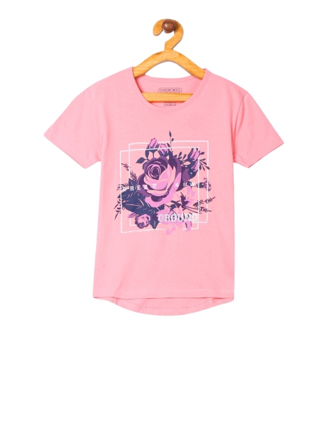 

Cherokee Girls Pink Printed Round Neck T-shirt
