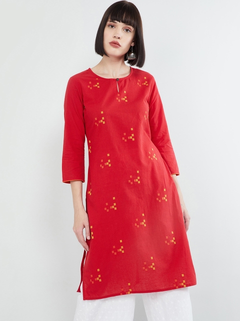 

max Women Red Printed A-Line Kurta