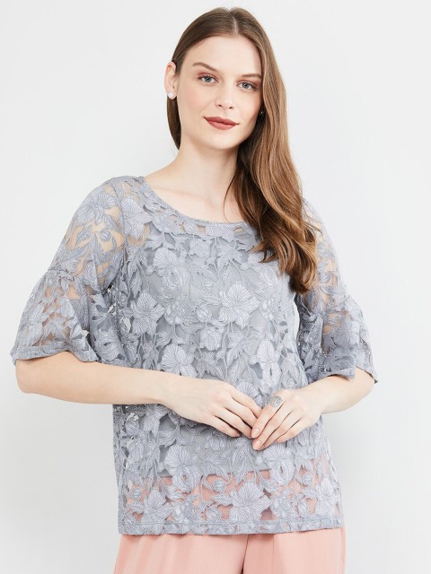 

max Women Grey Self Design Top