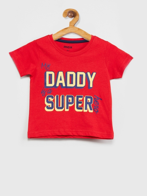 

max Boys Red Printed Round Neck T-shirt