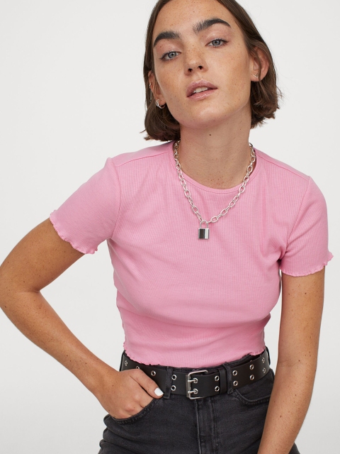 

H&M Women Pink Short-Sleeved Top